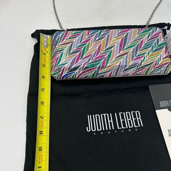 Women's Judith Lieber rectangular beach mural clutch bag detachable chain Italy - Picture 10 of 15